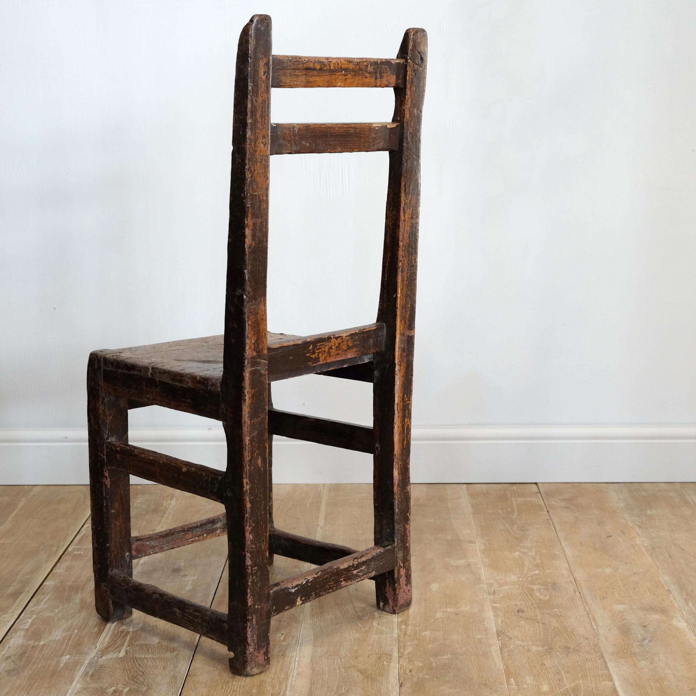 Provincial French Country Chair, Oak, Original Paint, 19th Century, Chapel In Good Condition In Totnes, GB