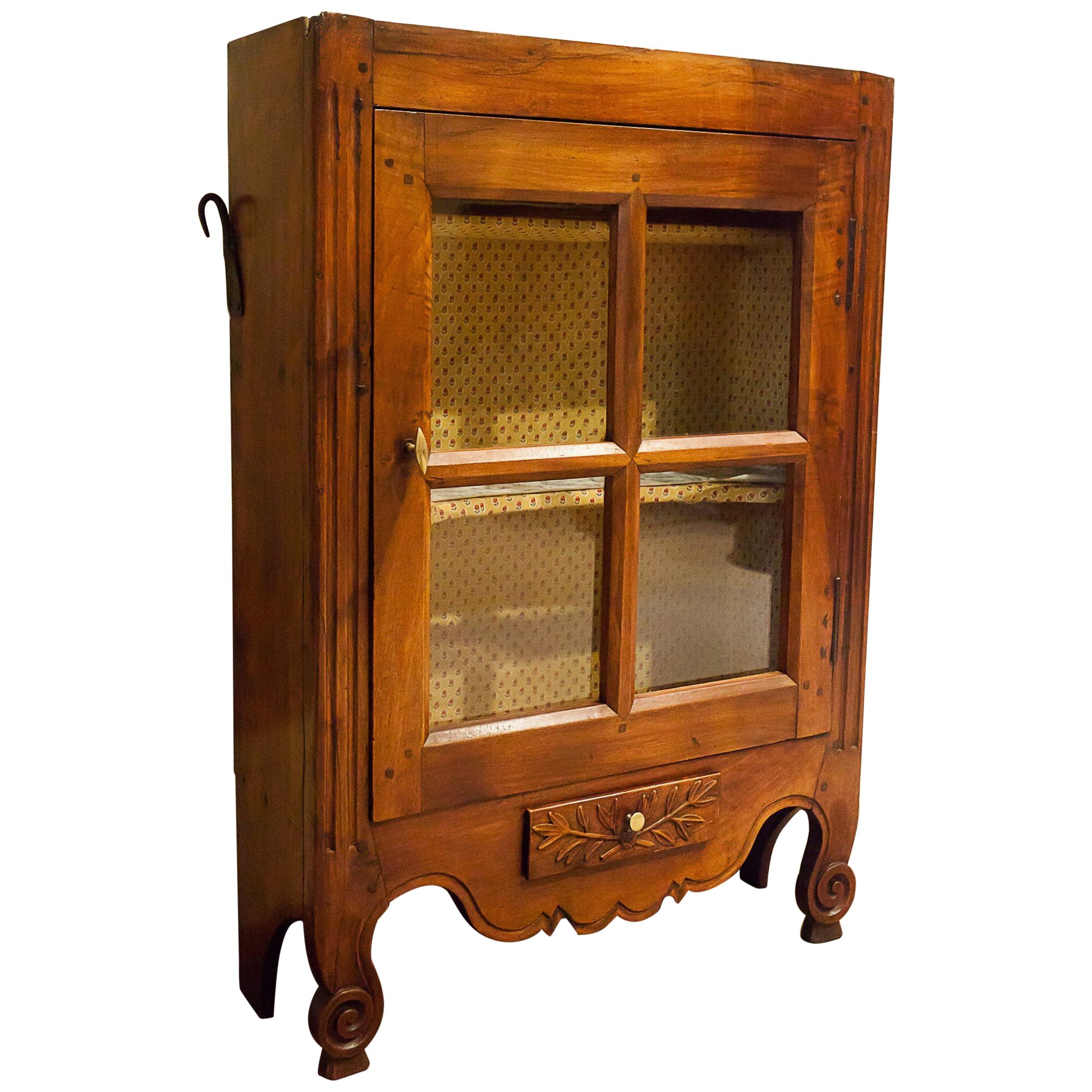 Provincial French Fruitwood Hanging or Standing Cabinet For Sale