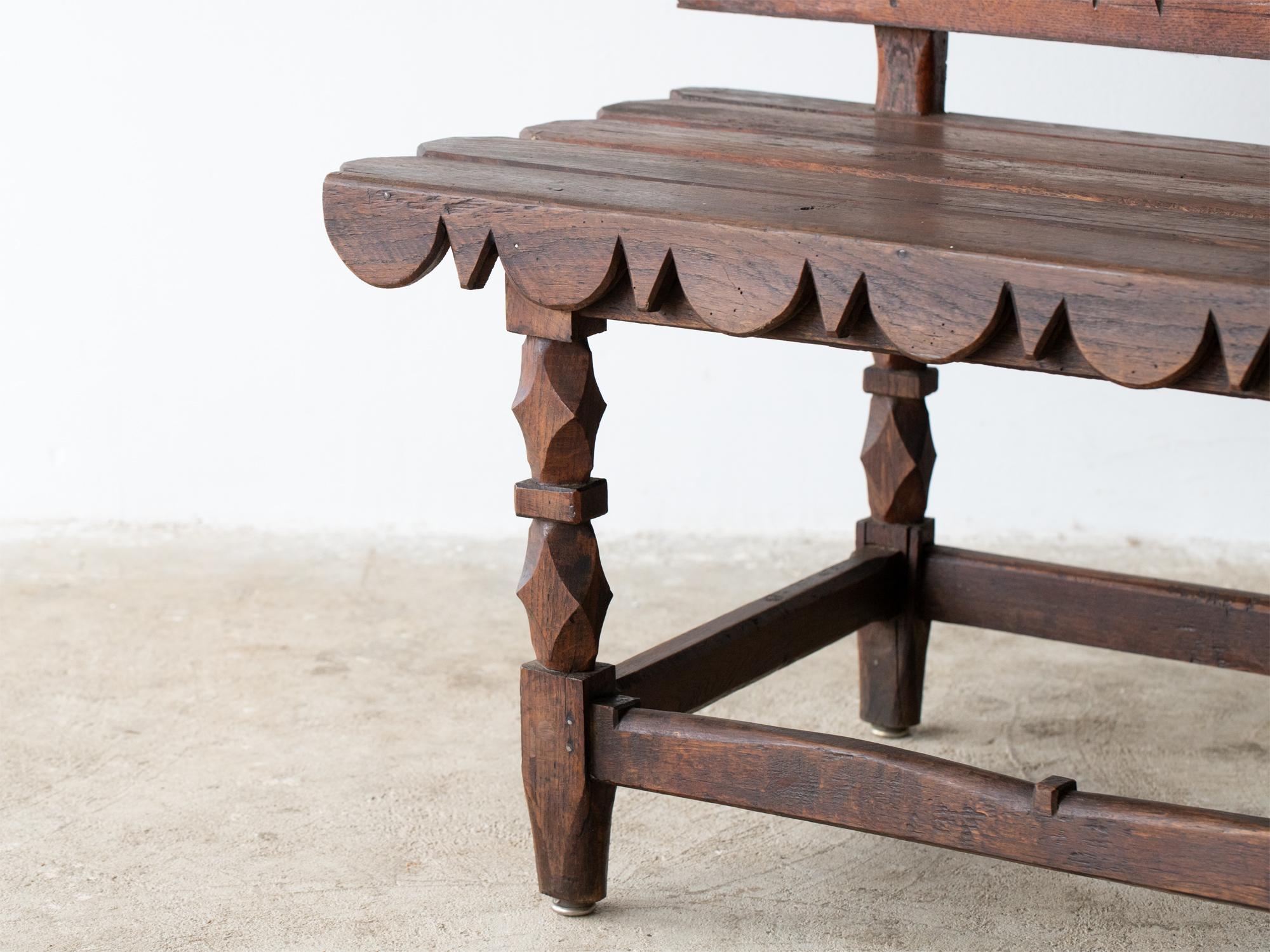 Provincial French Oak Marriage Bench, c. 1830s 4