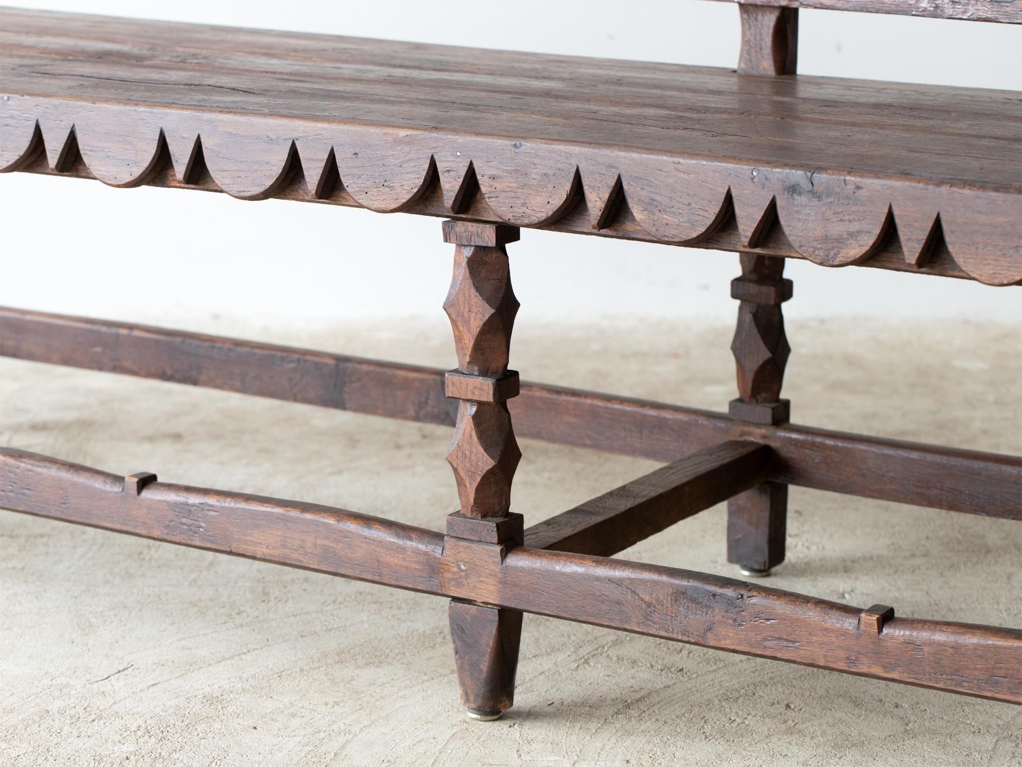 Provincial French Oak Marriage Bench, c. 1830s 5