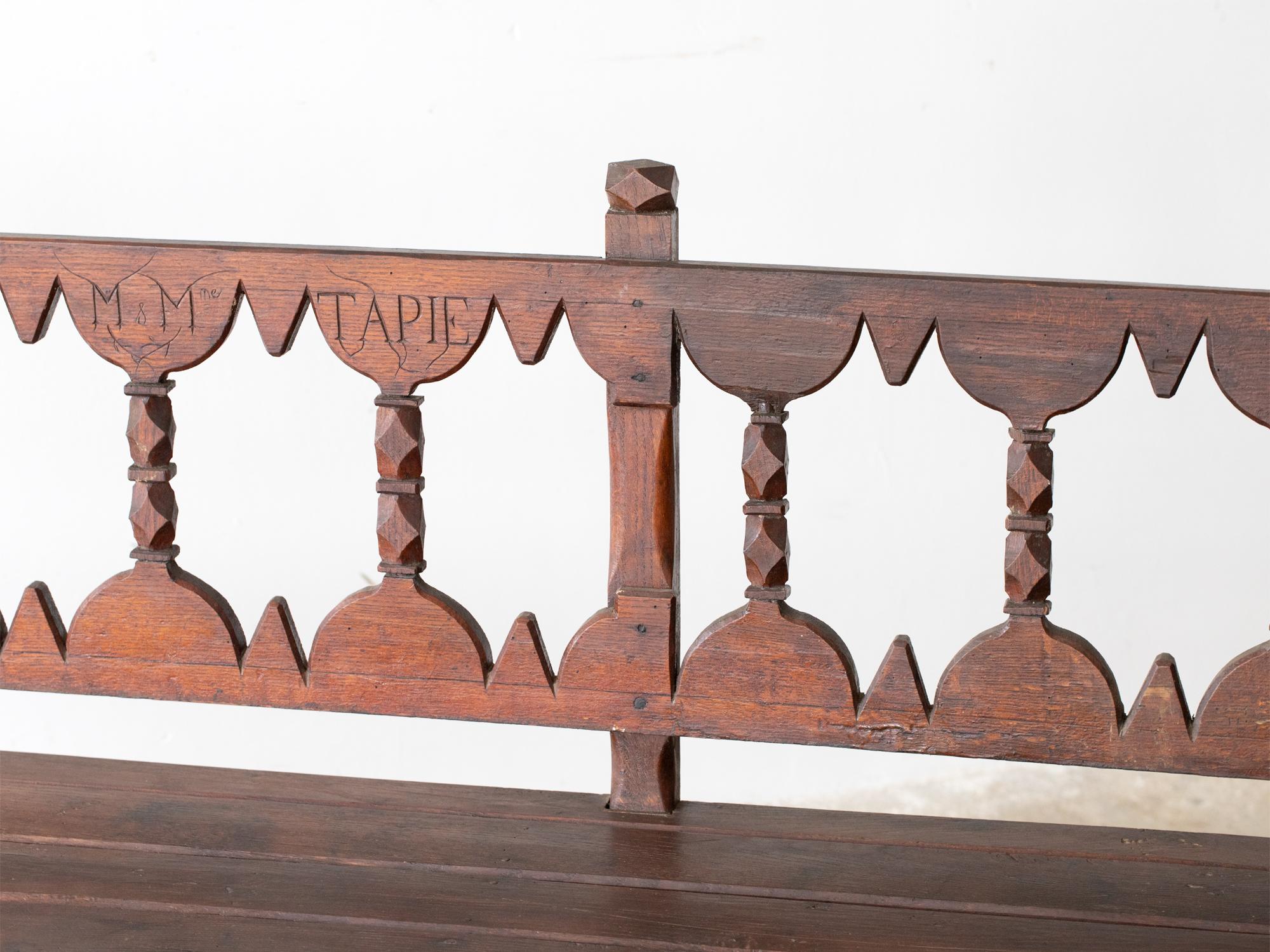 Provincial French Oak Marriage Bench, c. 1830s 2