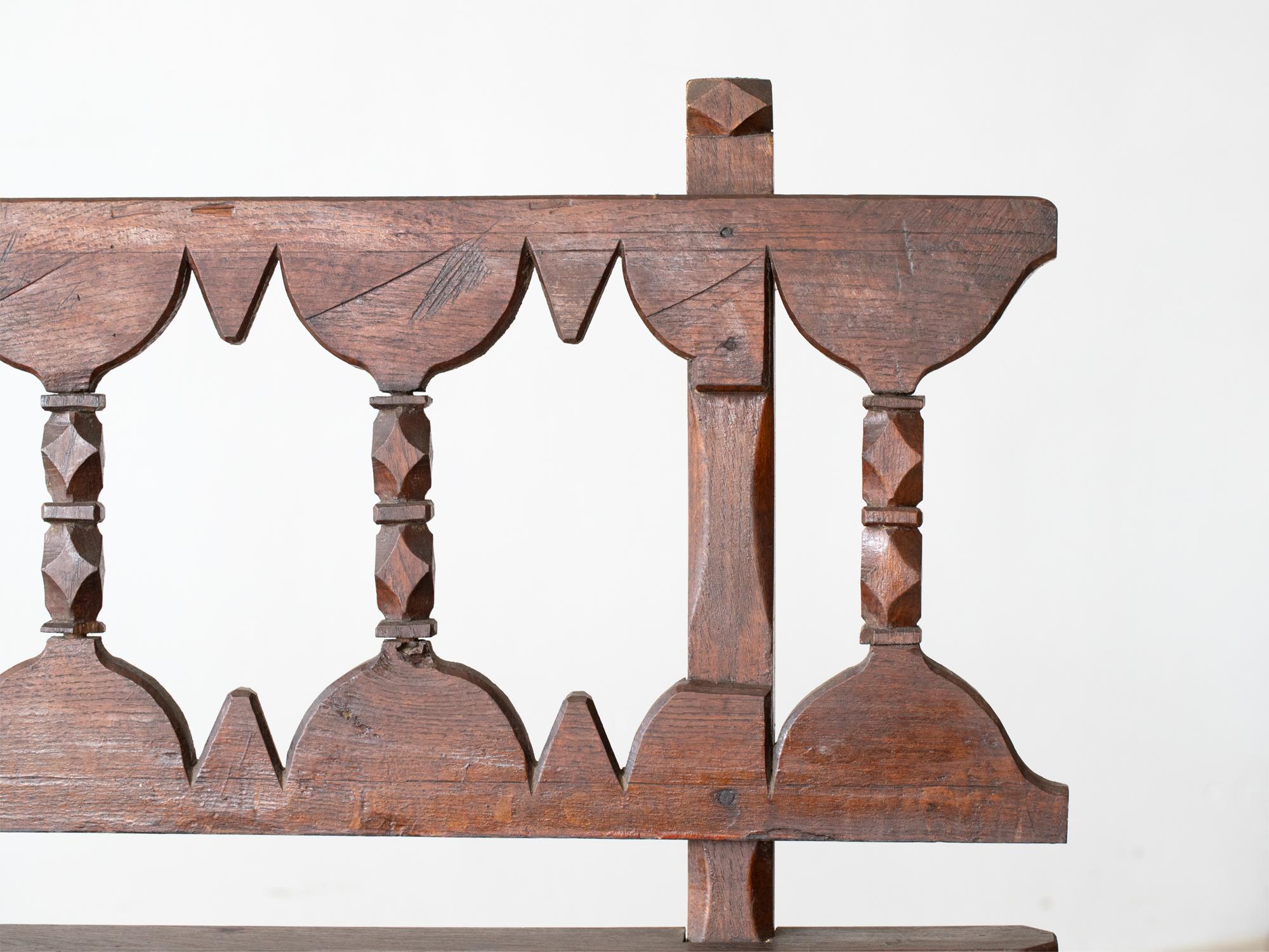 Provincial French Oak Marriage Bench, c. 1830s 3