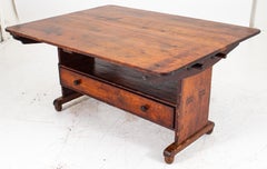Provincial French Pine Tavern Table-Bench, 19th C.