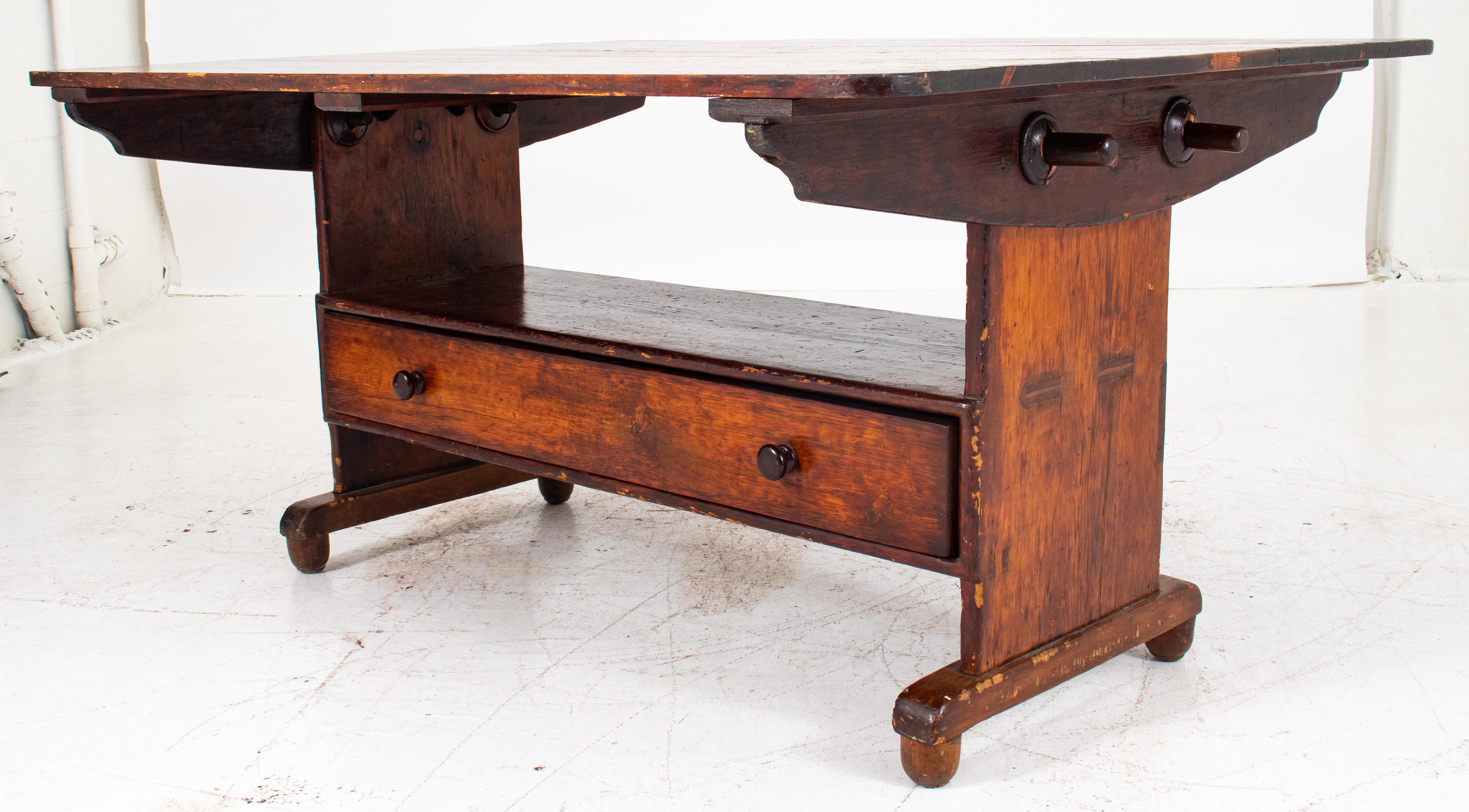 French Provincial Provincial French Pine Tavern Table-Bench, 19th C.