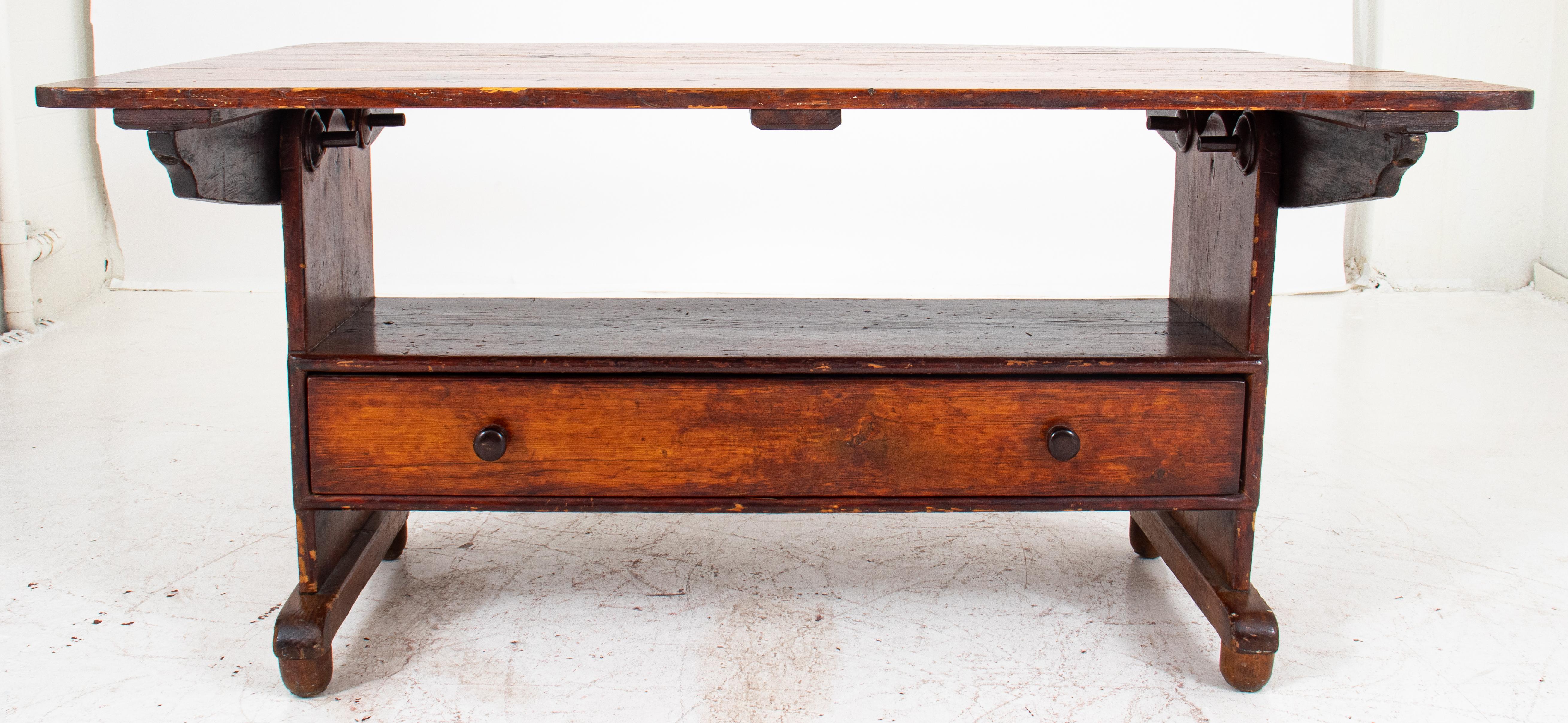 Provincial French Pine Tavern Table-Bench, 19th C. 3