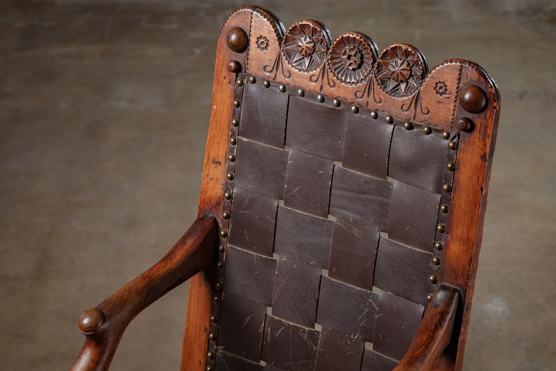 Provincial French Wood Chair In Distressed Condition For Sale In Los Angeles, CA