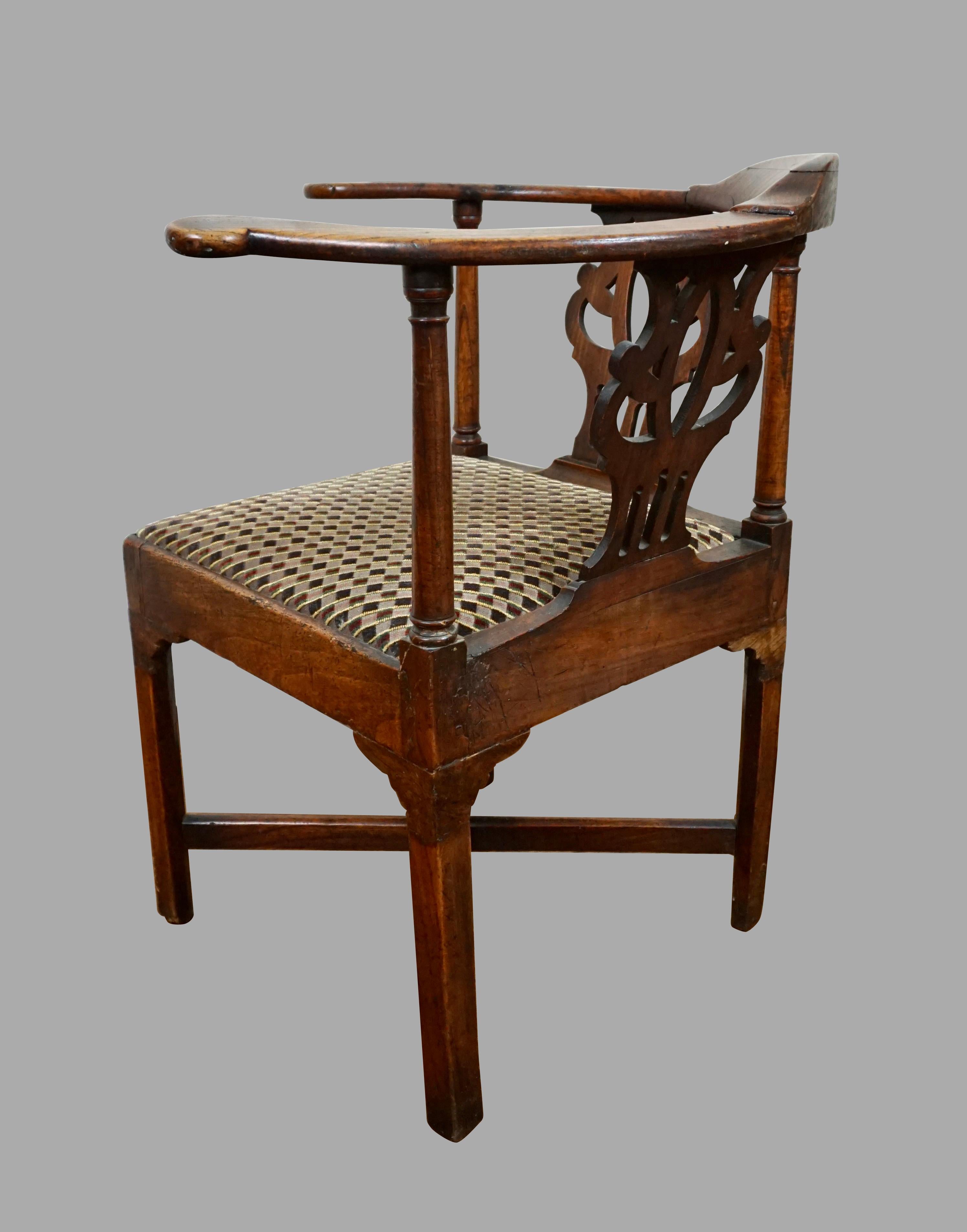 18th Century Provincial George III Period Oak Corner Chair