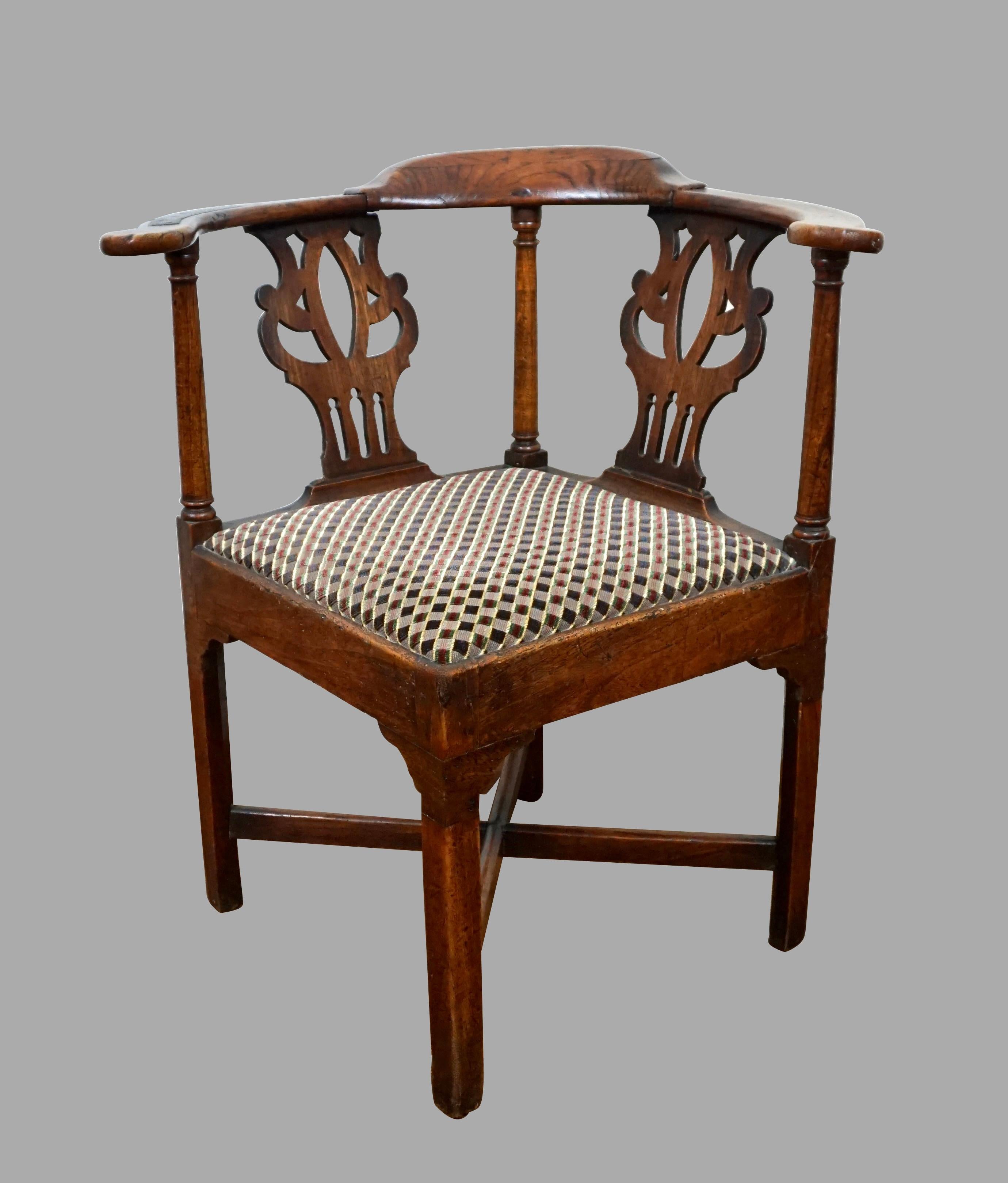 Iron Provincial George III Period Oak Corner Chair