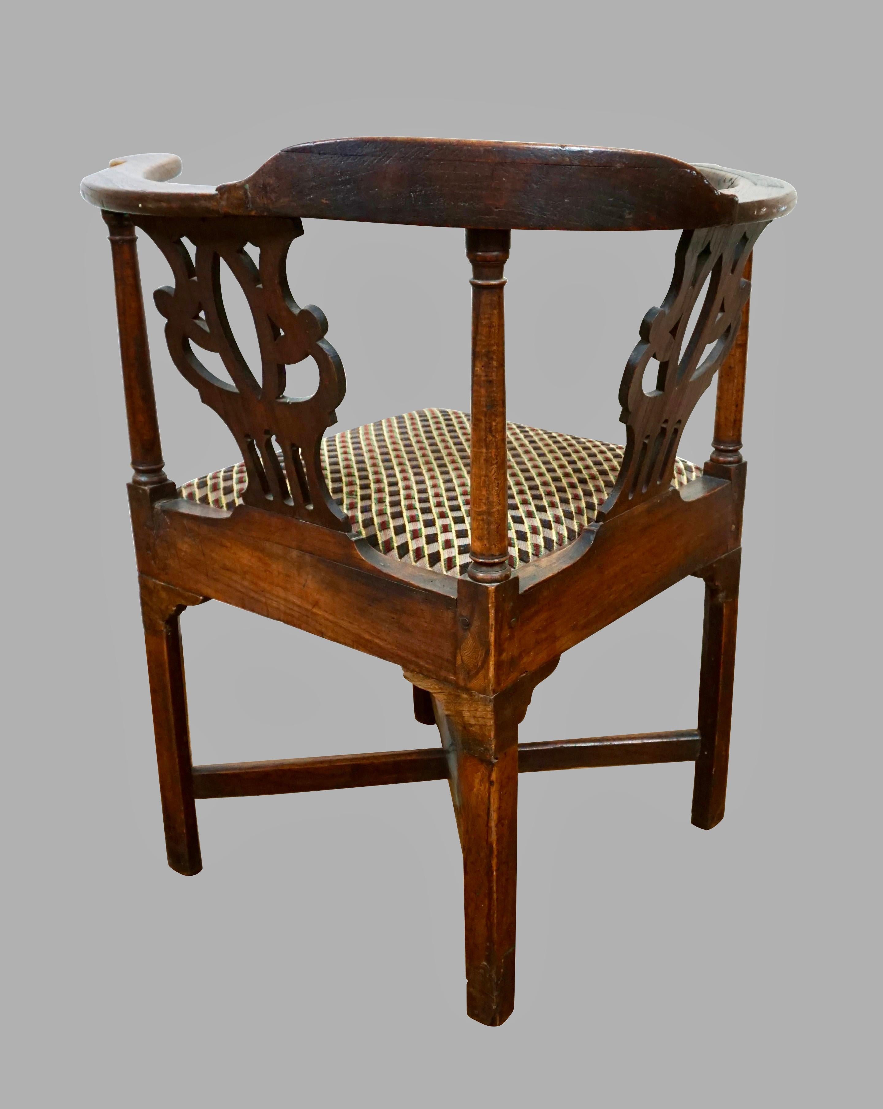 Provincial George III Period Oak Corner Chair 1
