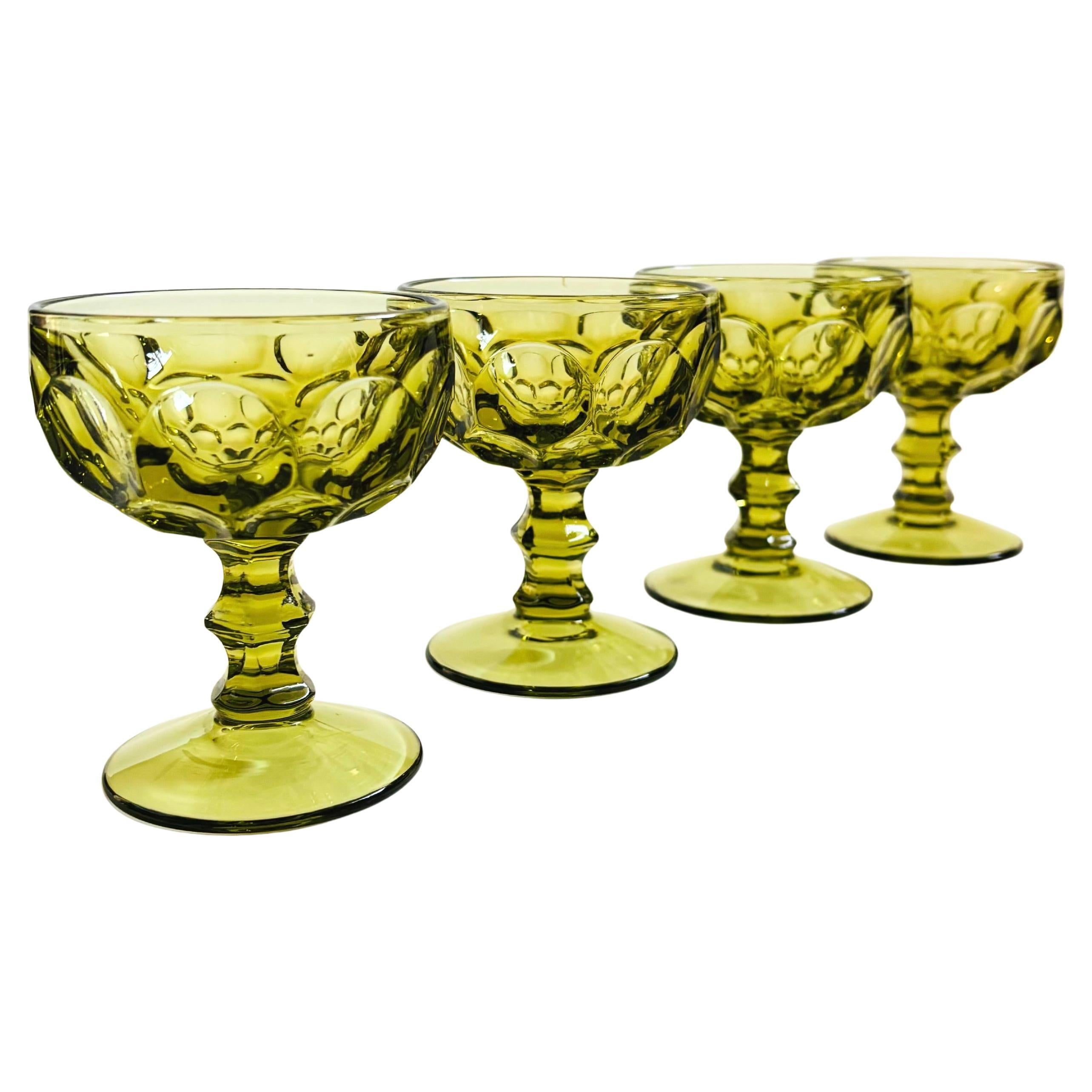 Provincial Green Coupe Glasses by Imperial Glass - Set of 4
