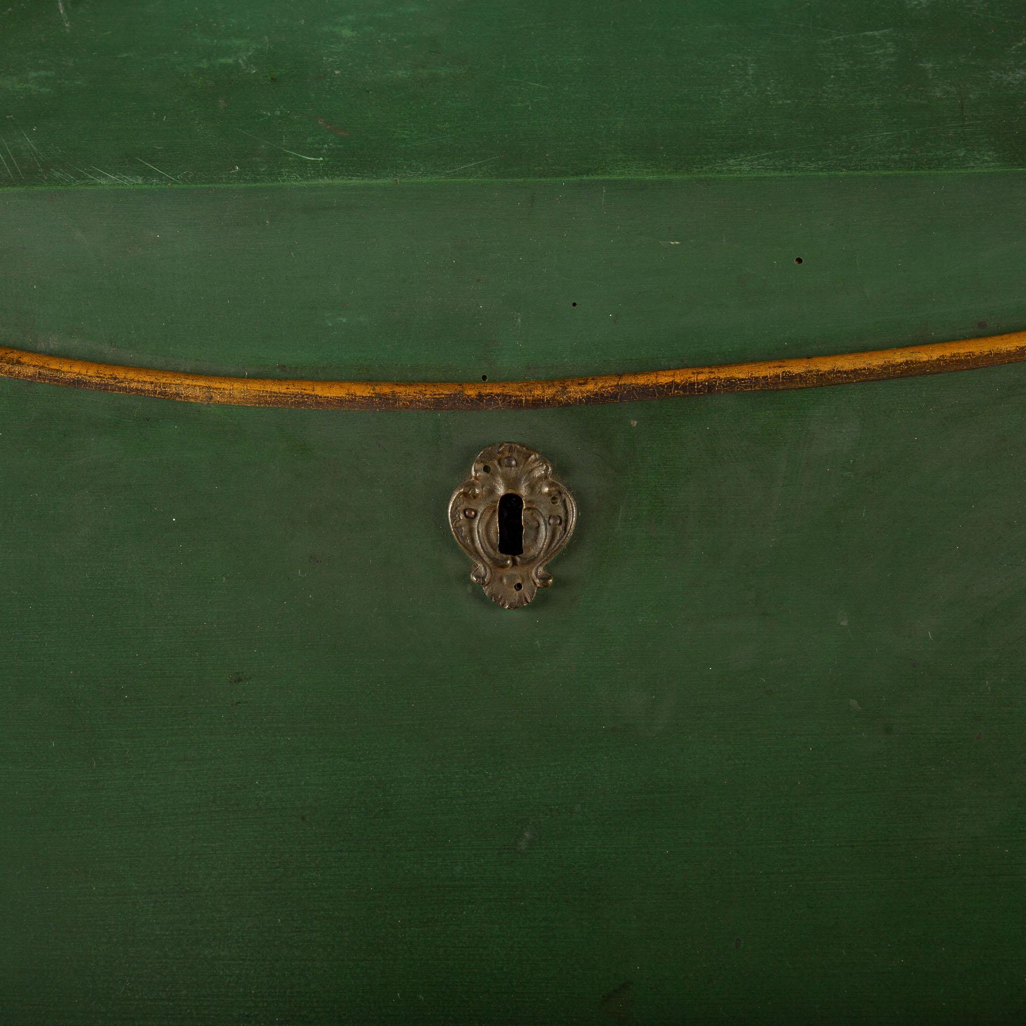 Scrivania provinciale a ribalta dipinta di verde con scomparto segreto in vendita 3