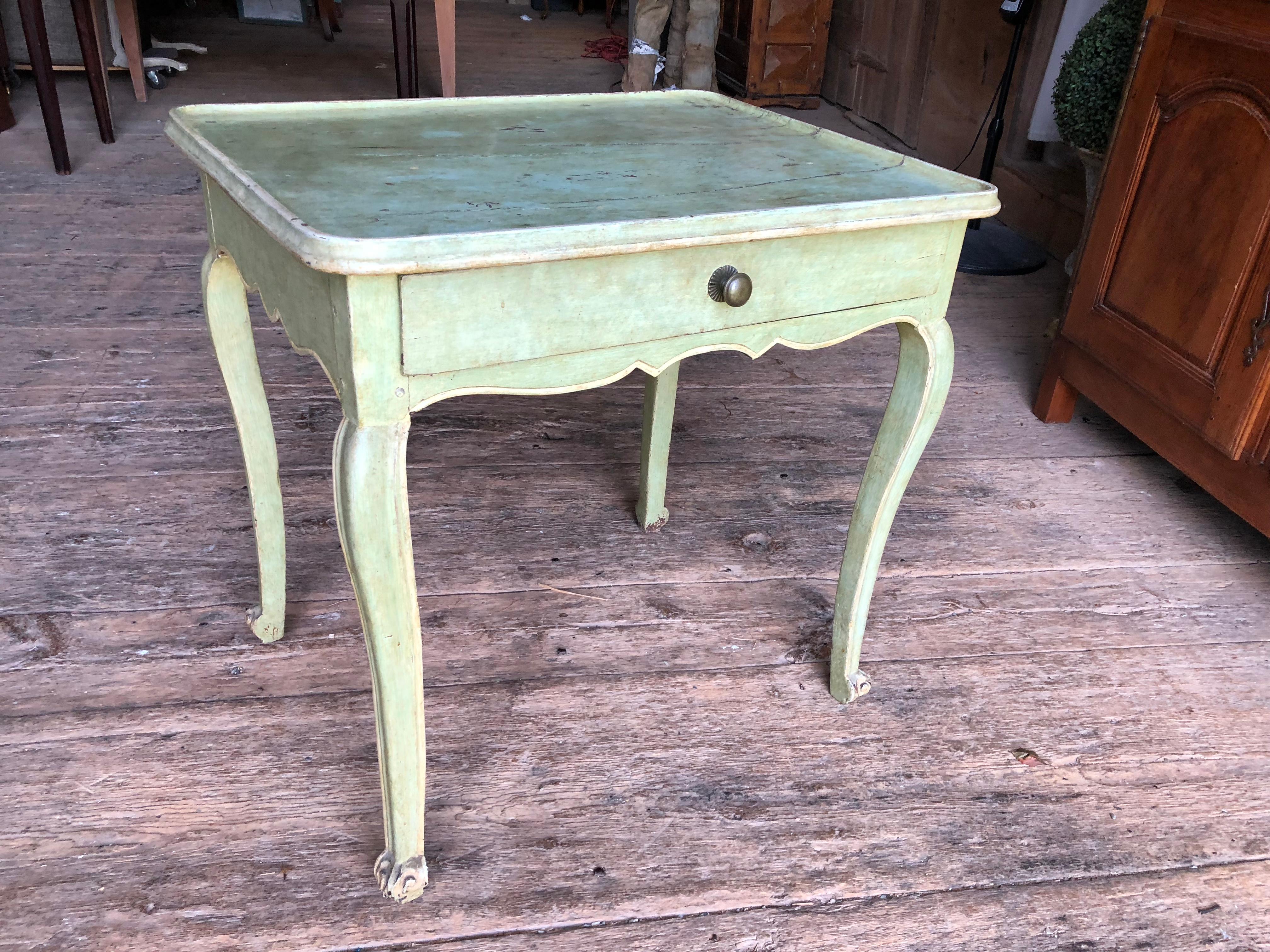 Beech Provincial Louis XV Painted Side Table, 18th Century