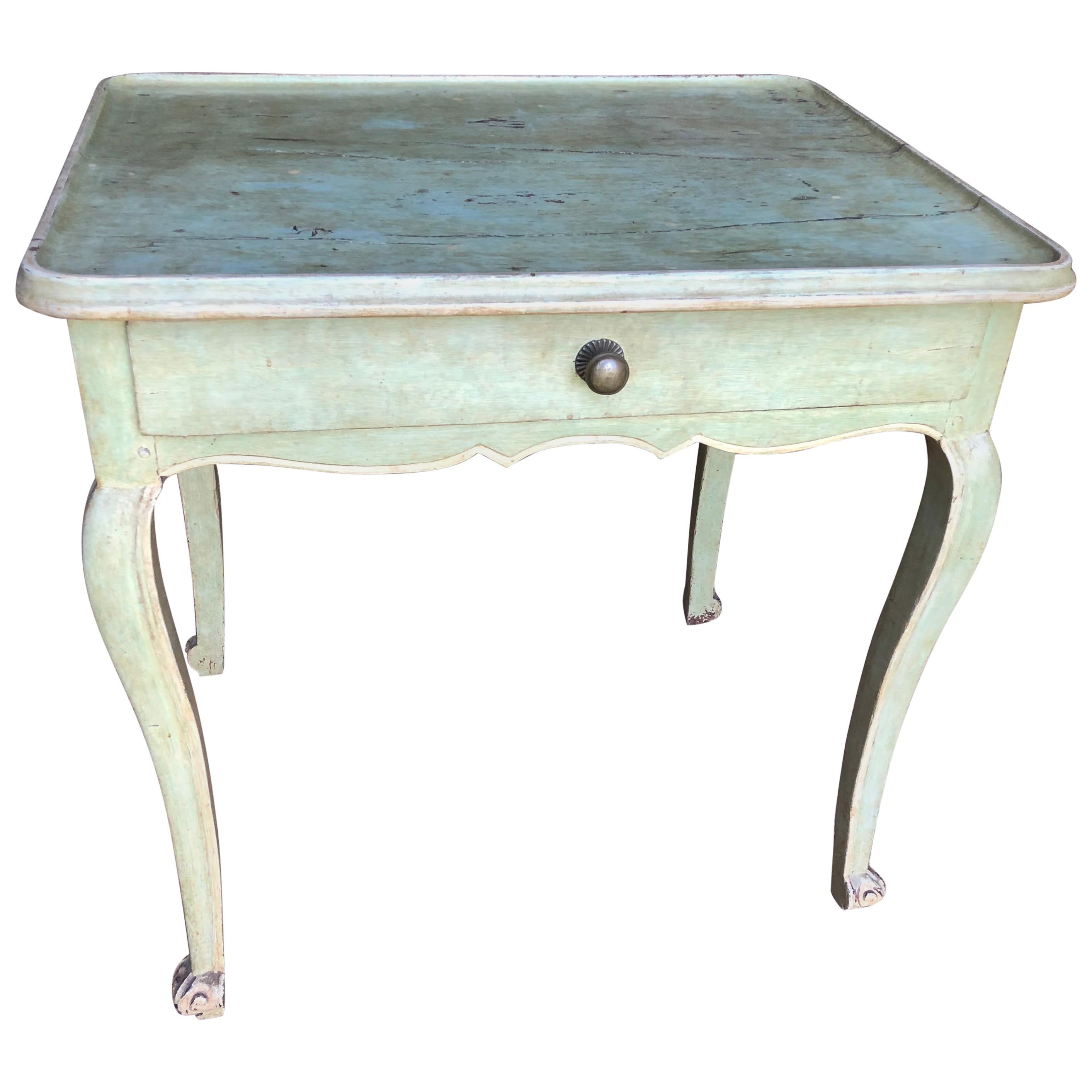 Provincial Louis XV Painted Side Table, 18th Century
