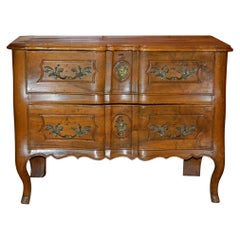 Provincial Louis XV Period Walnut Two-Drawer Commode Sauteuse, Mid-18th Century