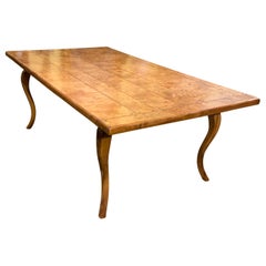 Antique Provincial Louis XV Style Burl Elm and Fruitwood Farm Table