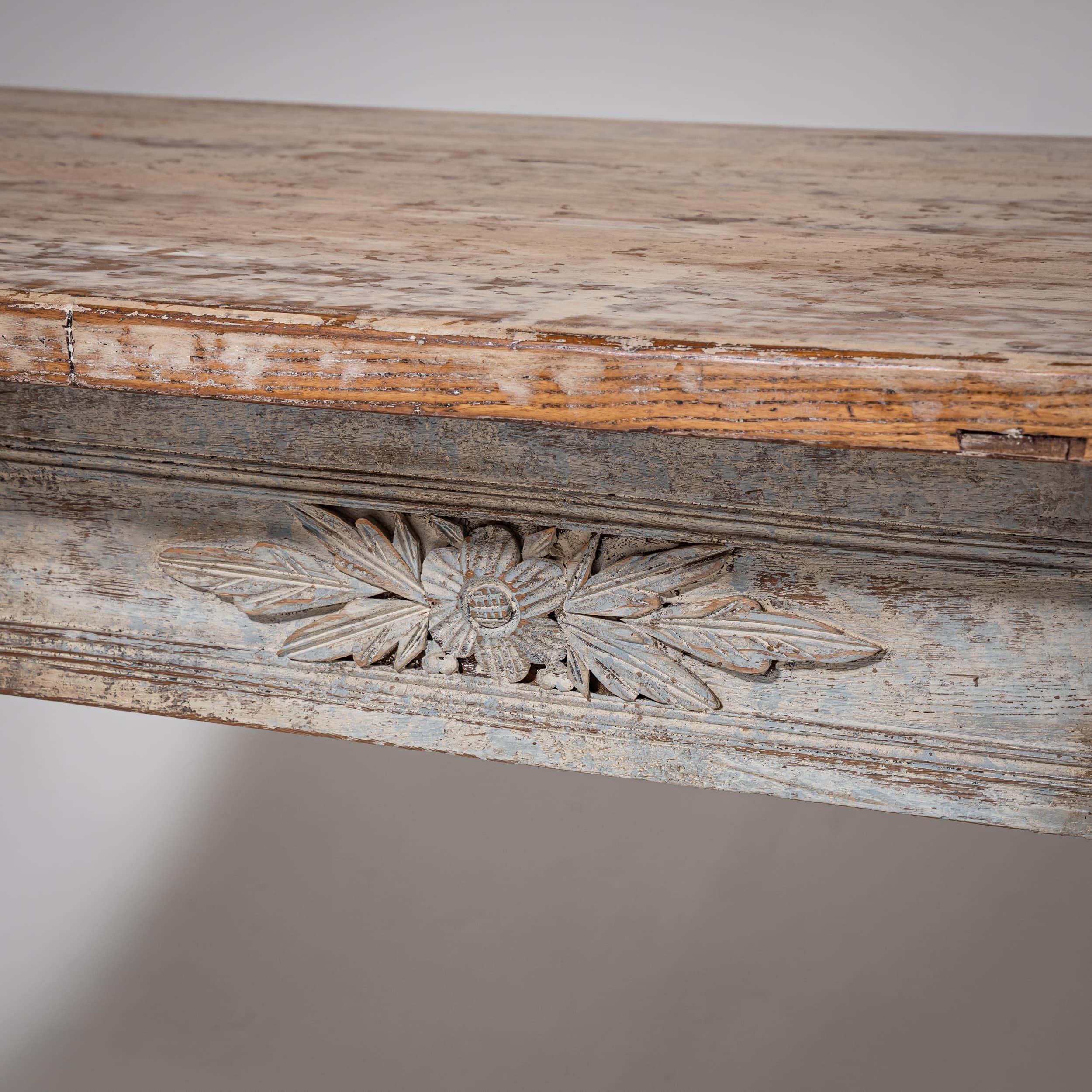 Provinzieller Louis-XVI-Esstisch mit grauer Oberfläche, Ende 18. Jahrhundert im Angebot 2