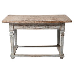 Provinzieller Louis-XVI-Esstisch mit grauer Oberfläche, Ende 18. Jahrhundert