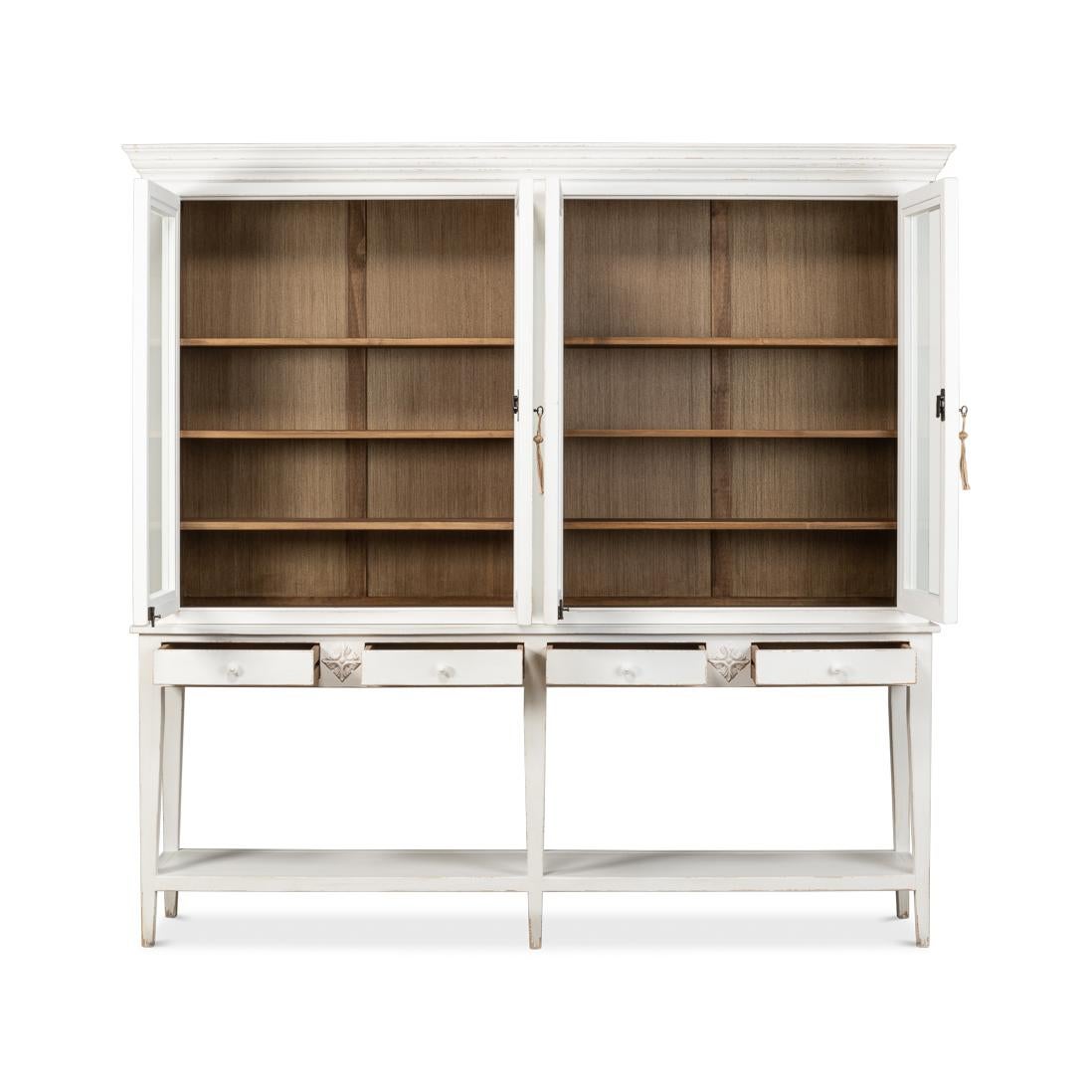 Asian Provincial Painted Display Cabinet For Sale