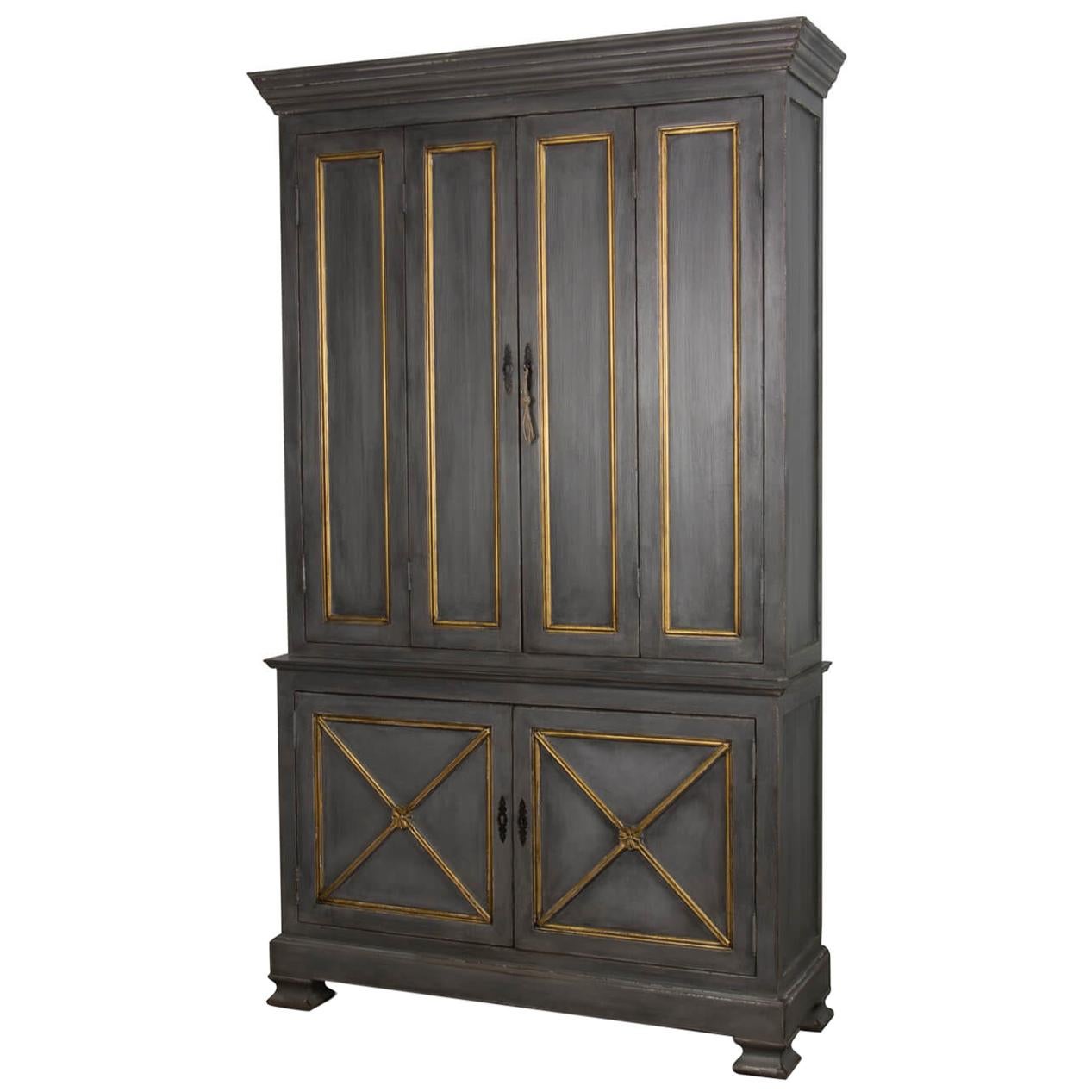 Provincial Painted Tall Bookcase, Grey For Sale