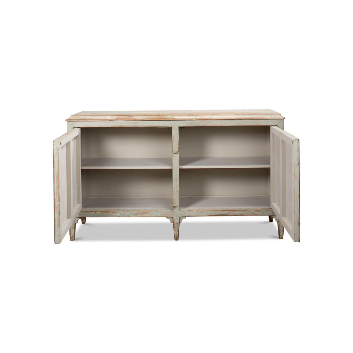French Provincial Provincial Sage Sideboard Cabinet For Sale