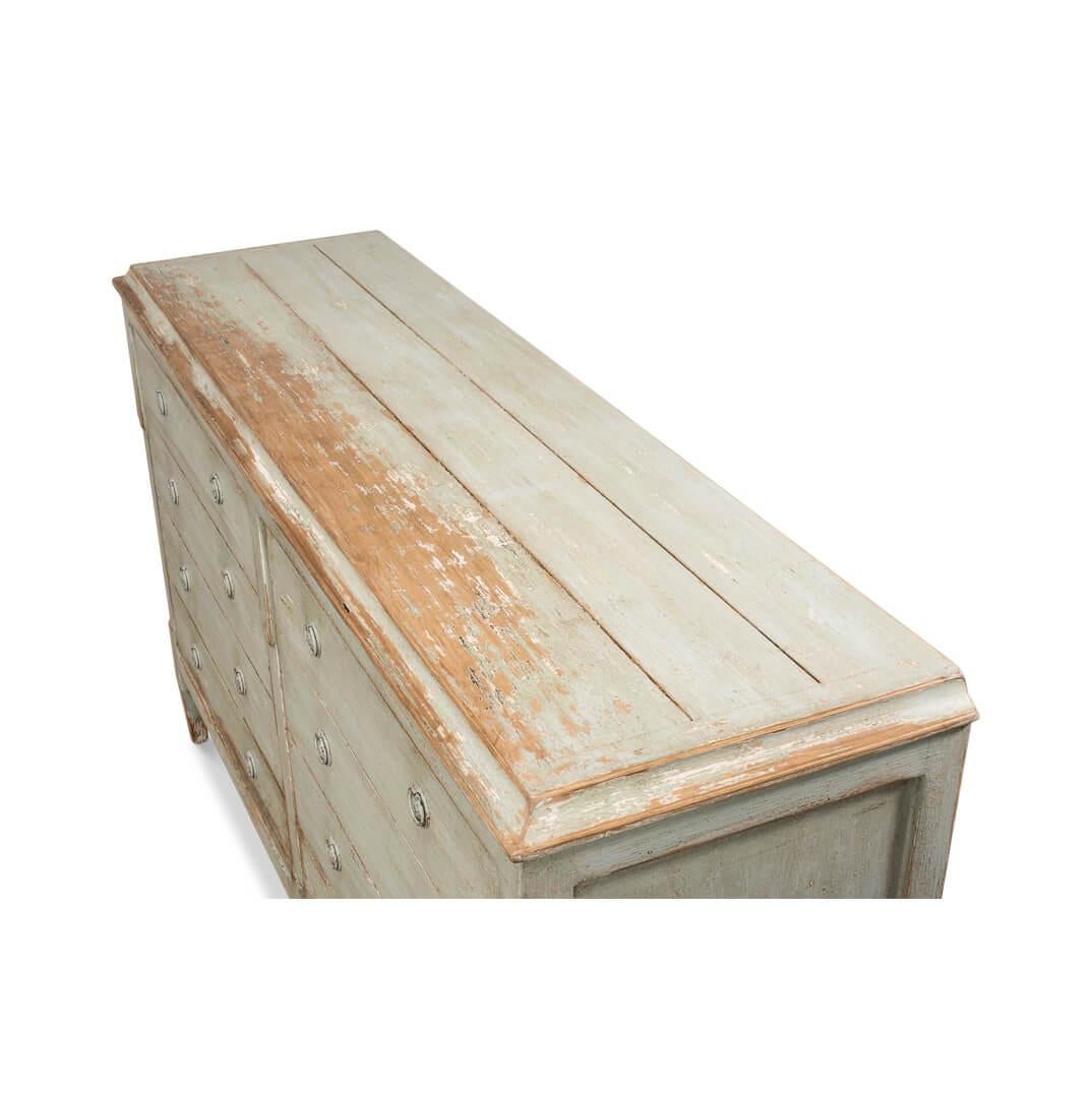Asian Provincial Sage Sideboard Cabinet For Sale