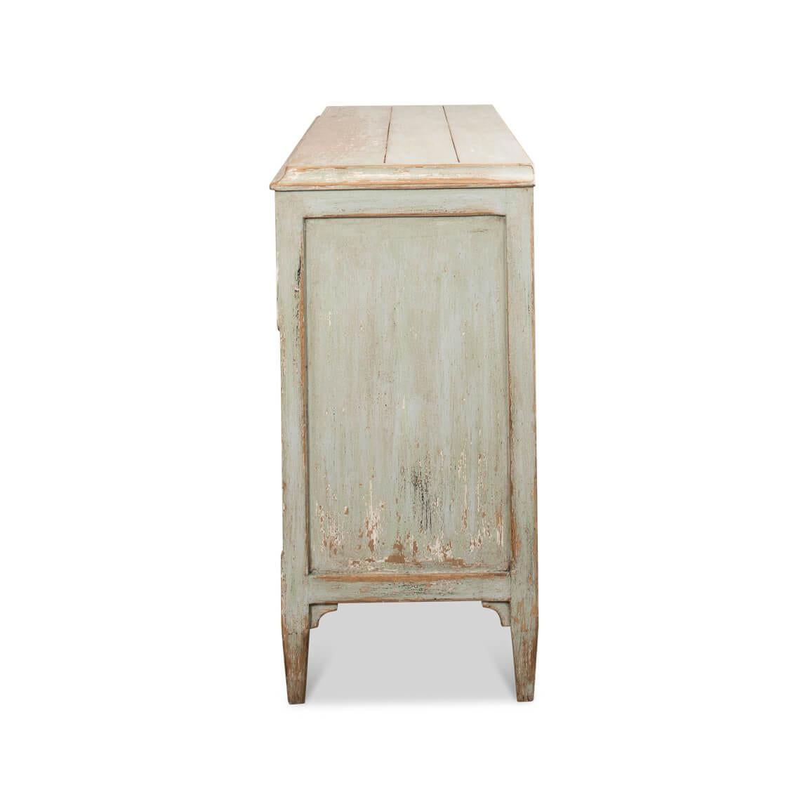 Wood Provincial Sage Sideboard Cabinet For Sale