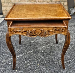Provincial Style Carved Fruitwood Single-Drawer  Side Table