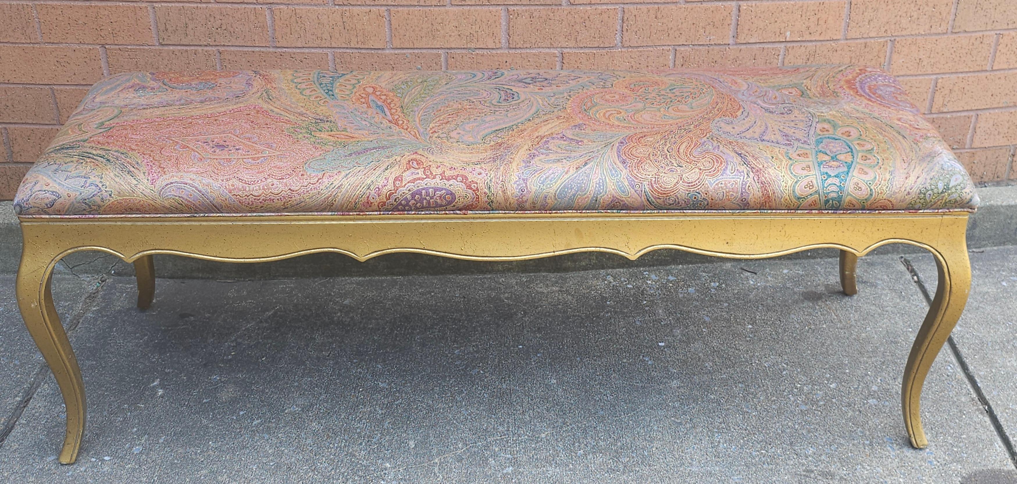 French Provincial Provincial Style Giltwood and Upholstered Bench For Sale
