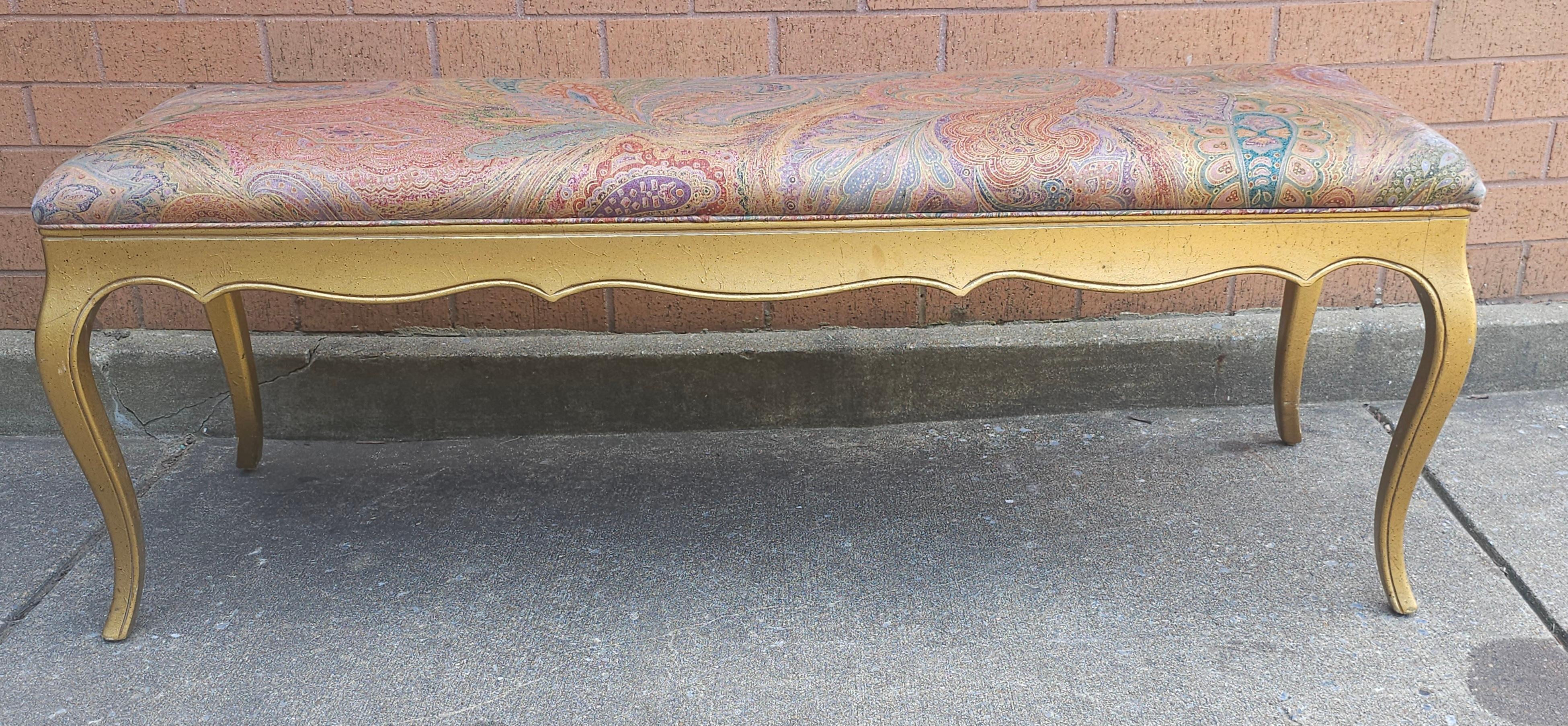Other Provincial Style Giltwood and Upholstered Bench For Sale