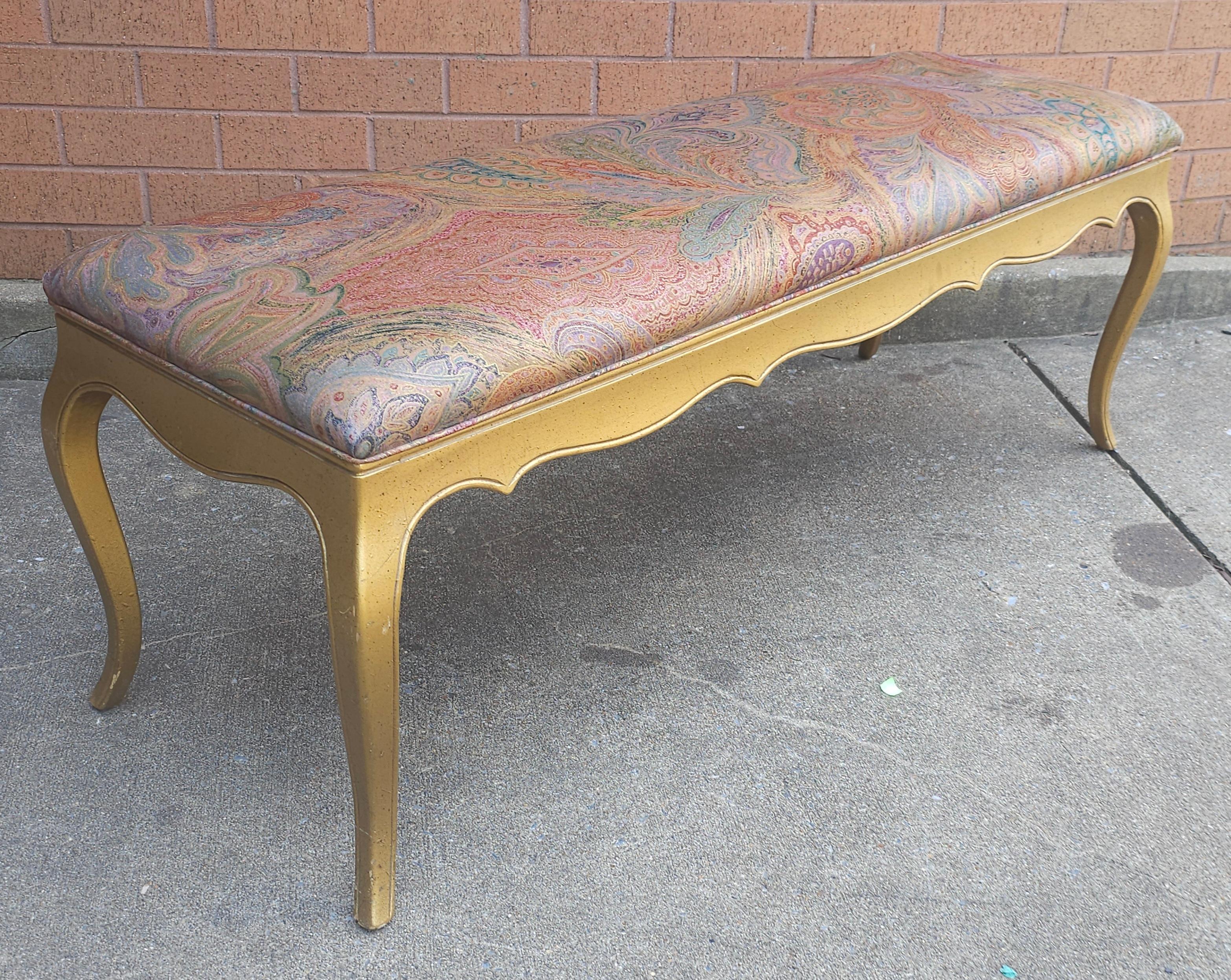 20th Century Provincial Style Giltwood and Upholstered Bench For Sale