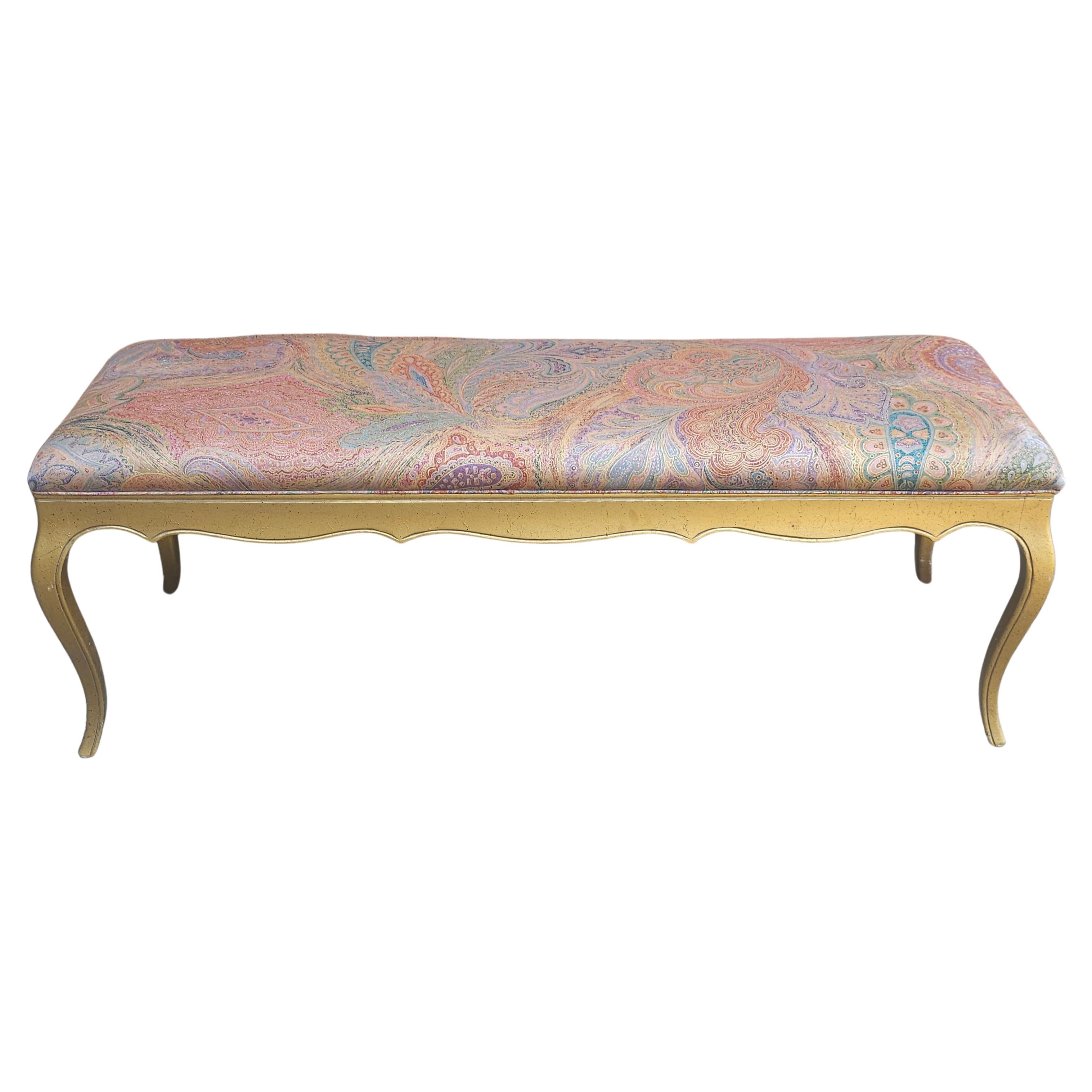 Provincial Style Giltwood and Upholstered Bench