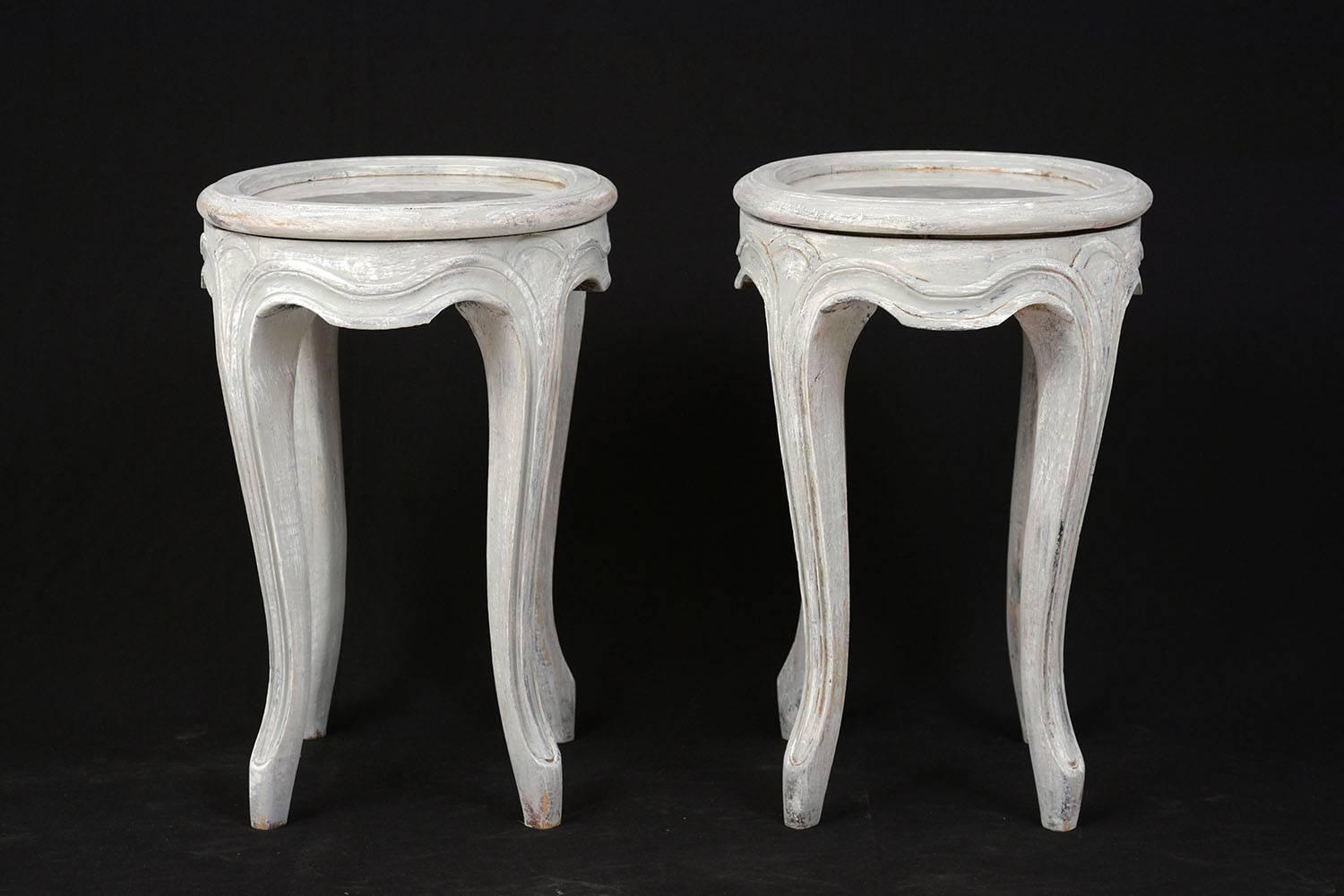 French Provincial Pair of Provincial-Style Painted Garden Stools