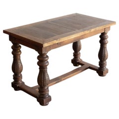 Provincial Swiss Antique Carved Table
