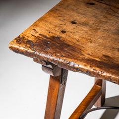 Provincial Table with Iron Stretcher, probably Spain, 19th Century