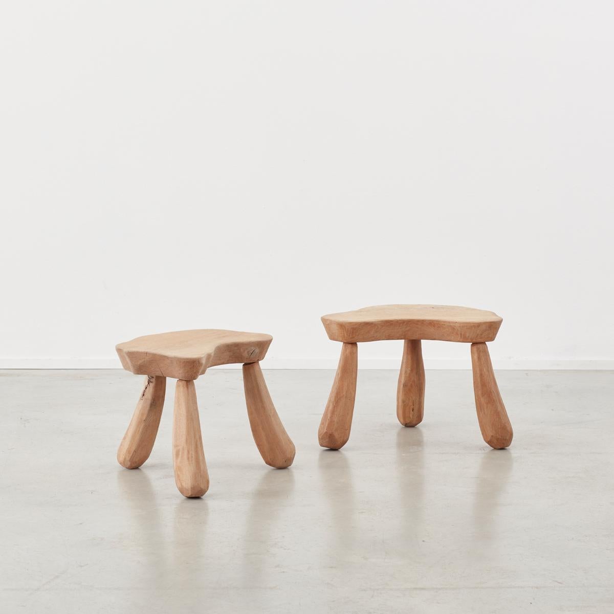 Hand-Carved Provincial Wooden Stools/Tables France, Late 20th Century