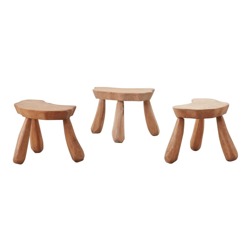 Provincial Wooden Stools/Tables France, Late 20th Century