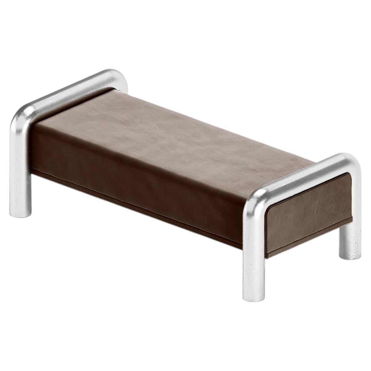 Prowling Fabric Bench with Brushed Stainless Steel Legs by Furn Object For Sale