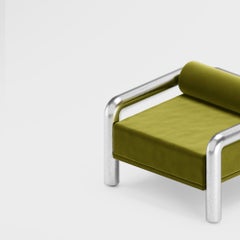 Prowling Fabric Lounge Chair with Brushed Stainless Steel Legs by Furn Object