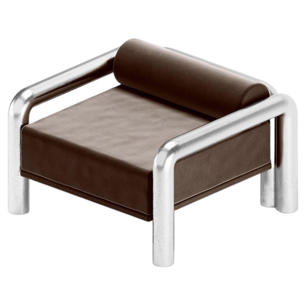 Prowling Fabric Lounge Chair with Brushed Stainless Steel Legs by Furn Object