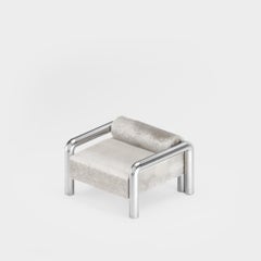 Prowling Fur Lounge Chair with Brushed Stainless Steel Legs by Furn Object