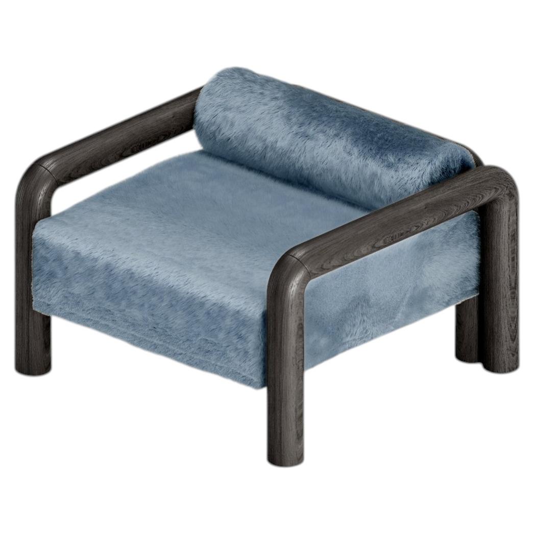 Prowling Fur Lounge Chair with Solid Wood Legs by Furn Object For Sale