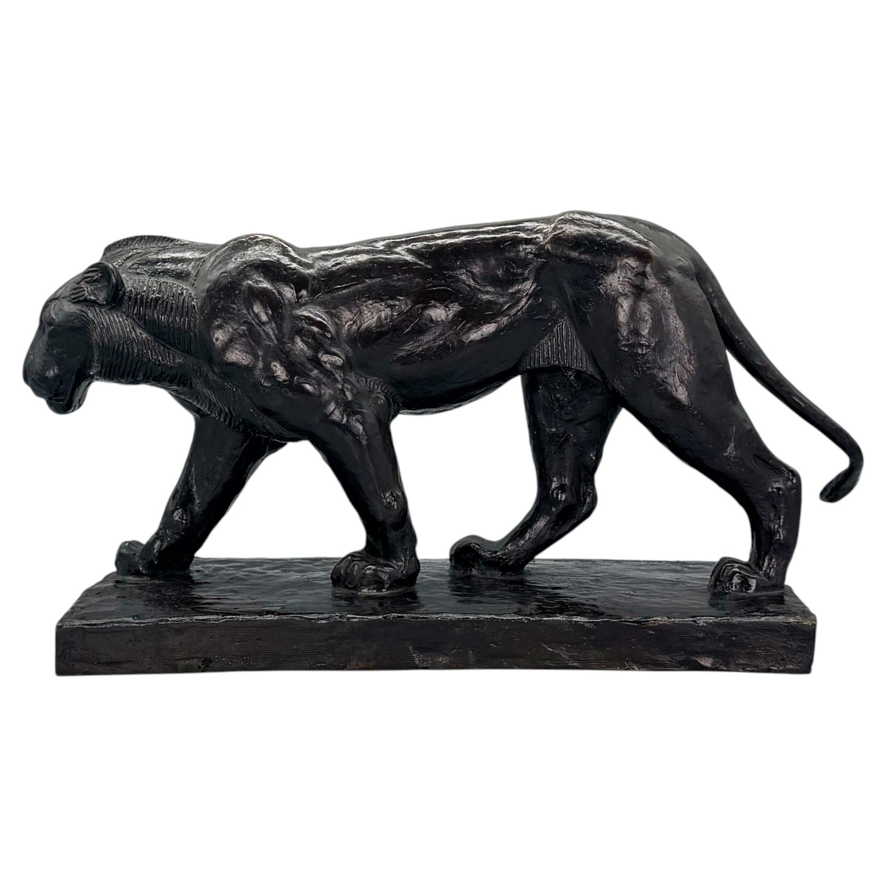 'Prowling Lion' Art Deco Bronze Sculpture by Piero Palazzolo Circa 1920