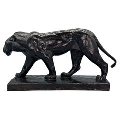 'Prowling Lion' Art Deco Bronze Sculpture by Piero Palazzolo Circa 1920