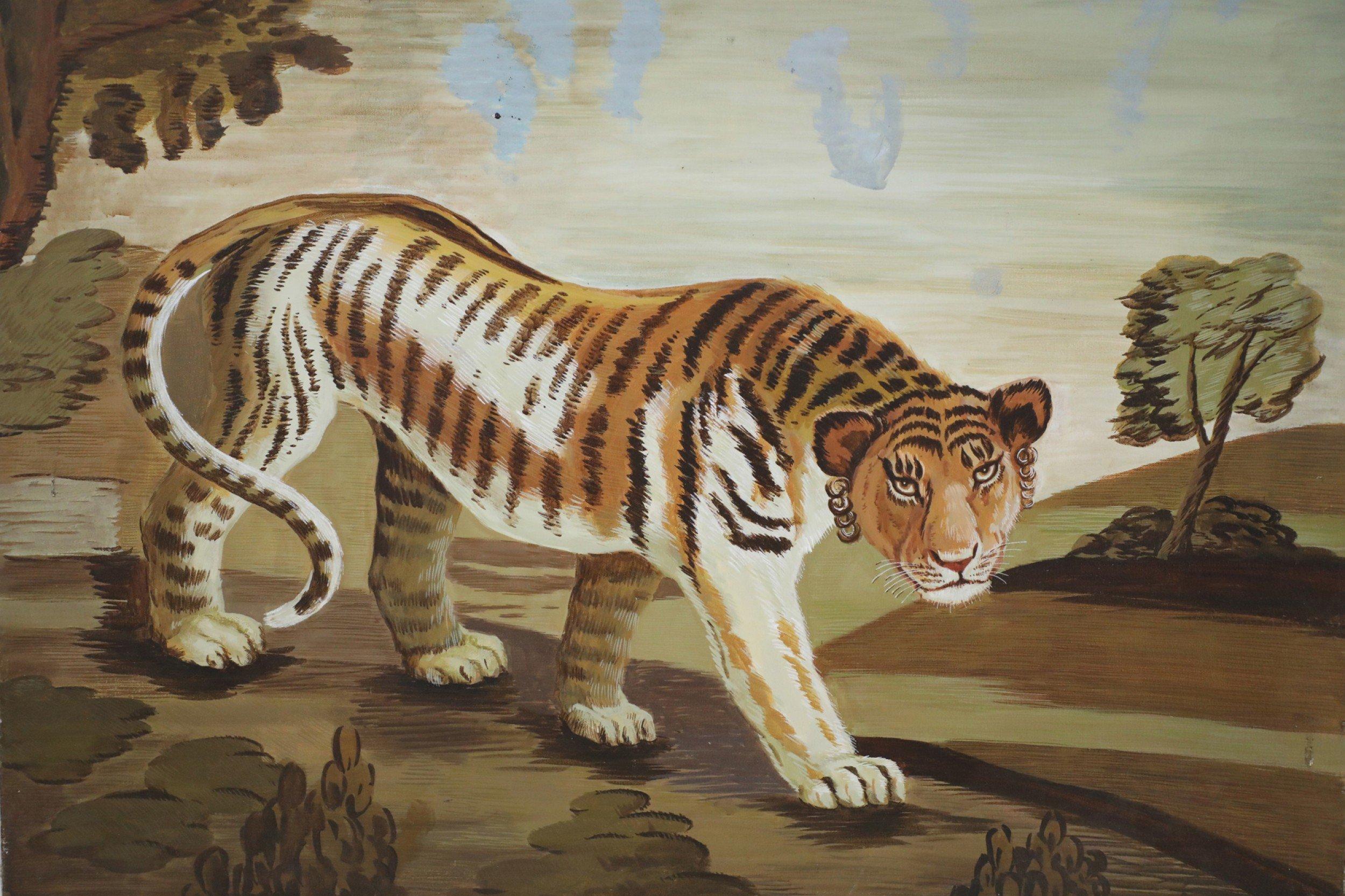 American Prowling Lioness Oil Painting on Canvas