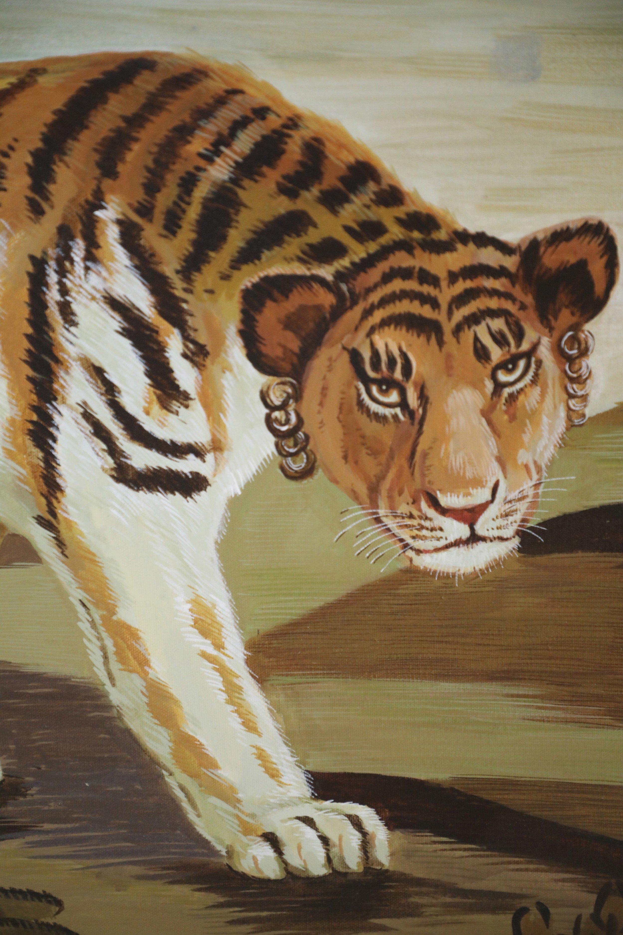 Oiled Prowling Lioness Oil Painting on Canvas