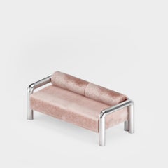 Edelstahl, Lounge-Sofa, Sofa, mit Fell bezogen, modernes Design