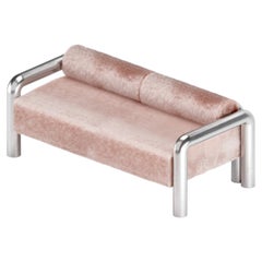Edelstahl, Lounge-Sofa, Sofa, mit Fell bezogen, modernes Design