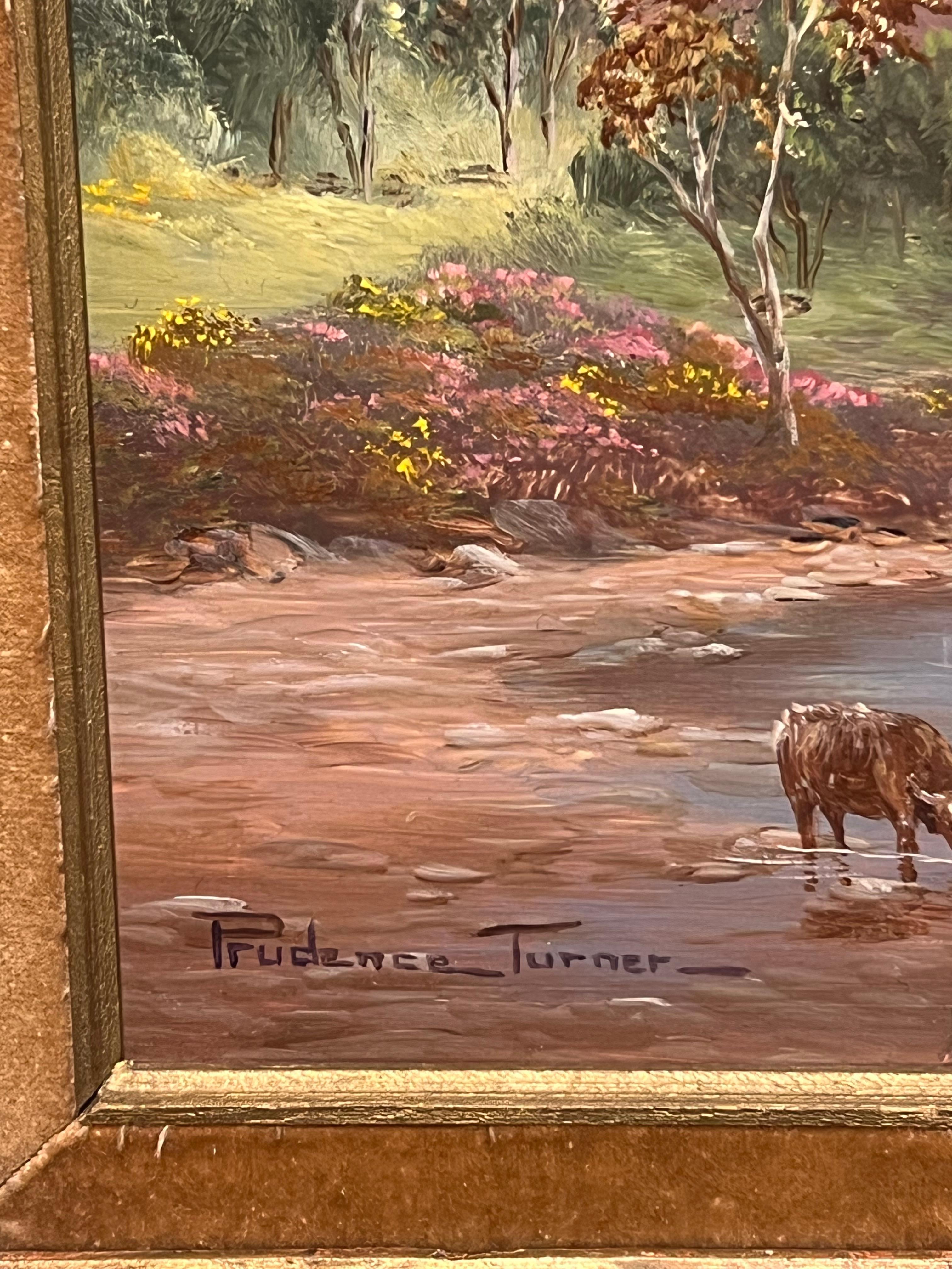 Ganado de las Tierras Altas Pastando Escocia Paisaje de Loch Rannoch cuadro al óleo firmado en venta 2