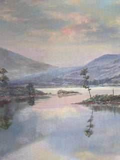 Huge Scottish Loch Landscape Signed Oil Painting British 20th century