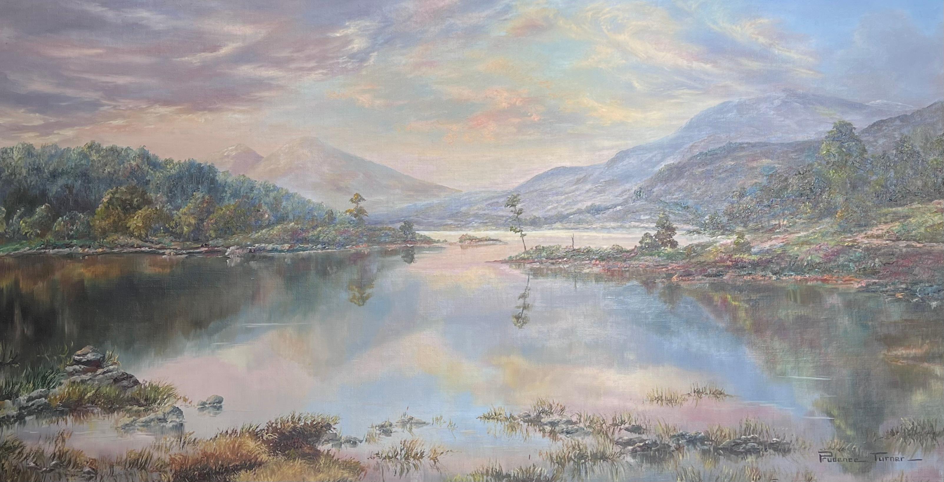 Huge Scottish Loch Landscape Signed Oil Painting British 20th century For Sale 1